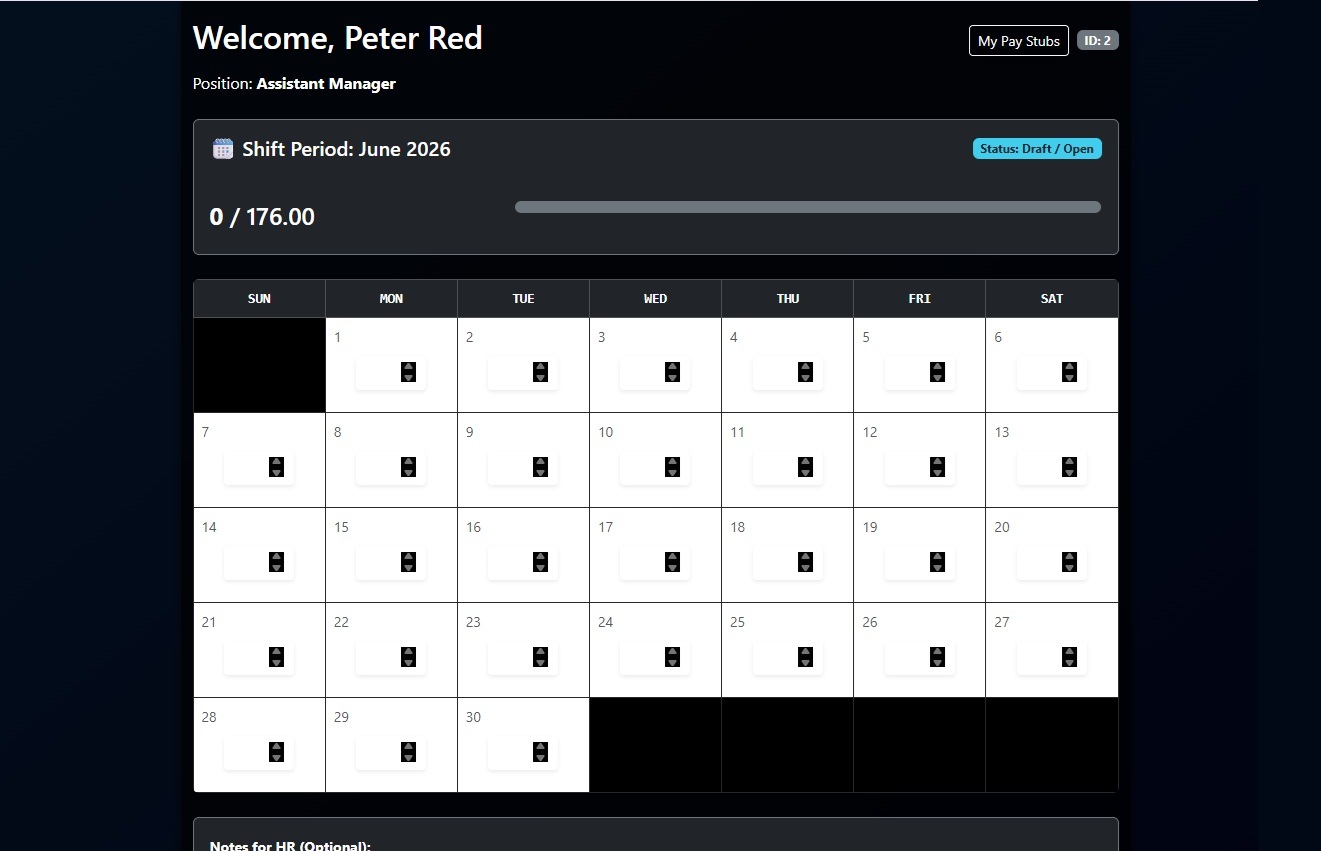 Coral Payroll employee dashboard