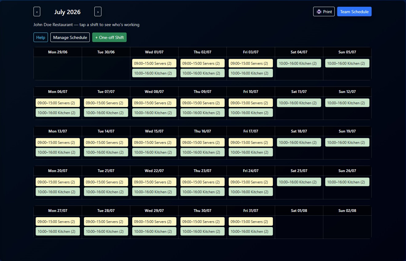 Coral Payroll schedule dashboard